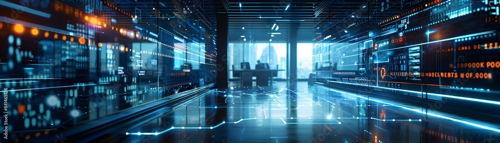 Poster digitally empowered office with smart and iot enhancing business communication and networking