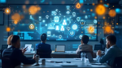 Business Leader Hosting a Virtual Session with Employees Technology Networking and Digital Communication Concept