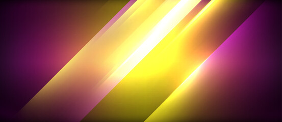 Neon dynamic diagonal light rays background. Techno digital geometric concept design for wallpaper, banner, presentation, background