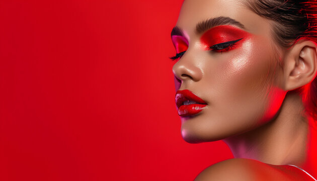 A stylish individual with a bold makeup look, striking a pose, boldmakeup, style, pose