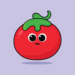 tomato vegetable cartoon vector illustration. concept of vegetables with cute expressions. flat cartoon style