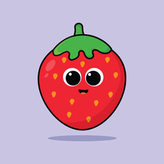 strawberry vegetable cartoon vector illustration. concept of vegetables with cute expressions. flat cartoon style