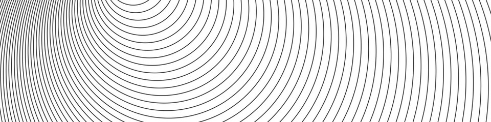 Obraz premium Circular stripe backgrounds. Abstract radial patterns with black lines. Rectangular monochrome backdrop. Vector illustration of sound wave irradiation or circular vibrations on the water surface.