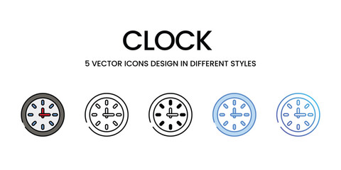 Clock icons vector set stock illustration.