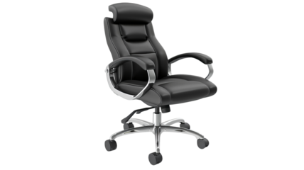 Ergonomic black leather office chair with adjustable height, armrests, and swivel base. Perfect for home or corporate office use.