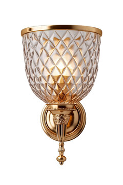 Elegant wall sconce with a crystal textured glass shade and gold finish. Perfect for adding a touch of sophistication to any room.