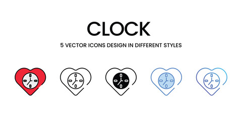 Clock icons vector set stock illustration.