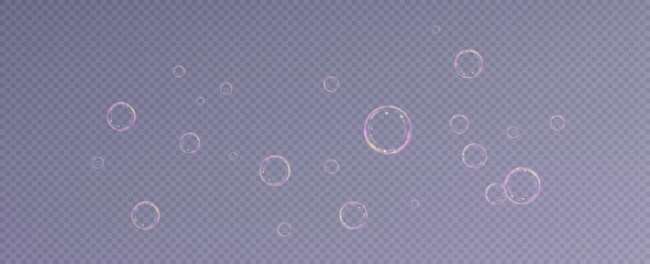 Realistic soap bubbles.Flying bubbles on a transparent background.	