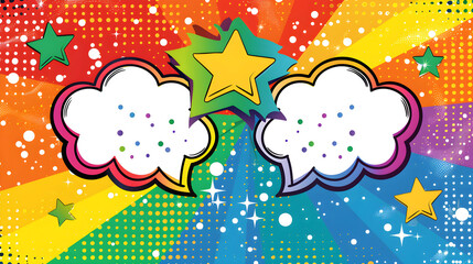 Colorful comic book speech bubbles with stars