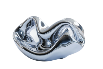 Liquid Metal in Motion with Fluid Dynamics Isolated on Transparent Background