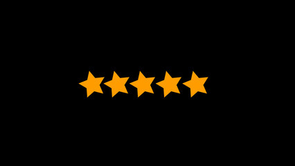 5 stars. 5 stars quality rating icon. Five yellow star product quality rating. Five stars customer product rating review flat icon for apps and websites.