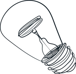 Vintage hand drawn sketch of one line art light bulb