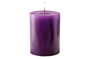 Purple candle isolated on transparent background