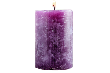 Purple candle isolated on transparent background