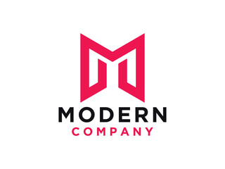 Letter M line monogram logo design.
