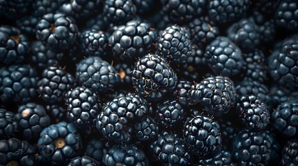 Detailed Cluster of Ripe and Lush Blackberries with Intricate Texture and Dark Color