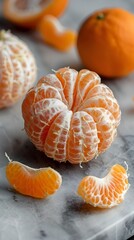 Juicy Peeled Clementine Segments with Copy Space for Culinary or Nutrition Concepts