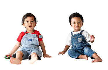 Png Two little boys sitting, transparent background