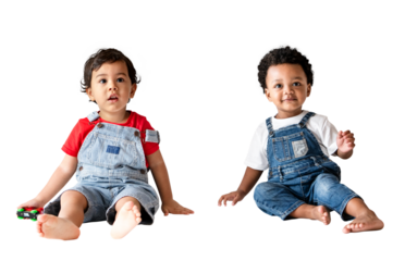 Png Two little boys sitting, transparent background