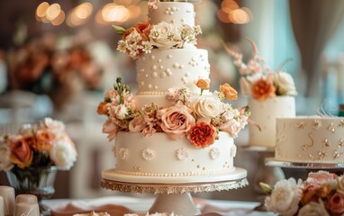 wedding cake decorated with flowers