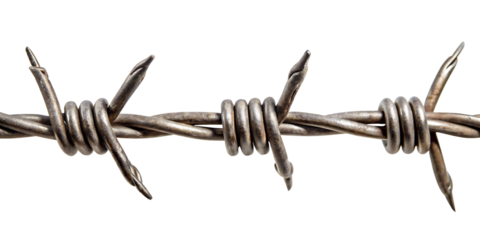  A barbed wire isolated on white background,PNG AI GENERATED