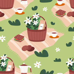 Picnic basket seamless pattern