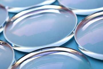 Eyeglasses lens production industry, close-up eyeglasses lenses, Glasses lenses, eyeglasses lenses,...