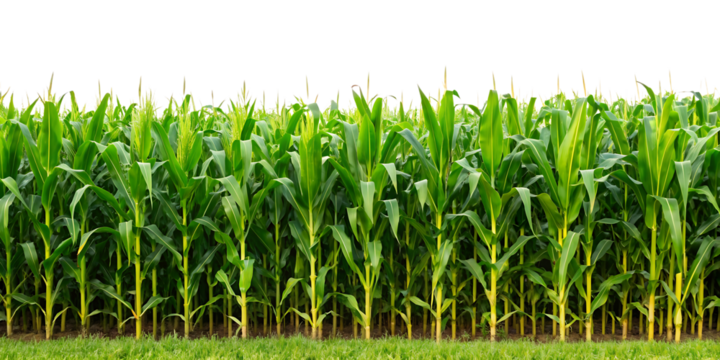  A cornfield isolated on white background, PNG. AI GENERATED