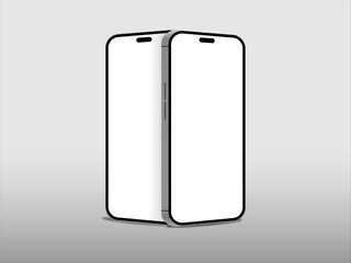 iPhone 15 pro mockup. Perspective mobile phone mockup similar to iPhone with blank screen. Vector illustration.