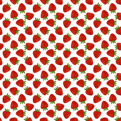 Strawberry seamless pattern. Red berry wallpaper. Summer fruit background. Ripe strawberry print.  Farm organic berry backdrop. Perfect for wrapping, packaging, kitchen textile, fabric, stationary.