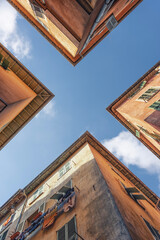 Corner Street in the city of Nice, France