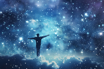 Naklejka premium Astral Body Illustrations for Meditation, Astral Body Illustrations for Meditation, Mystical Astral Body Visions, Astral Body Energy Flow, Astral Body in Cosmic Space