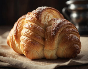 Fototapeta premium Una brioche con una superficie dorata e una consistenza leggera. 
