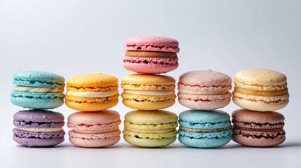 Fototapeta premium A stack of colorful macarons arranged in a pyramid