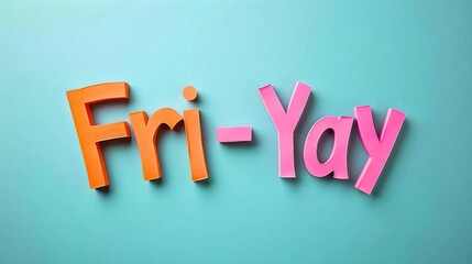 Colorful "Fri-Yay" Letters on Blue Background
