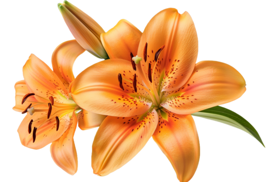 Orange lily isolated on transparent background - Powered by Adobe