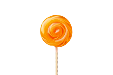 Orange lollipop isolated on transparent background