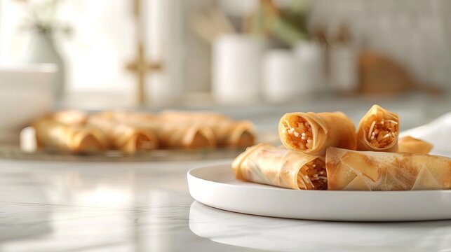 delicious springrolls ready to eat on a plate