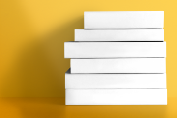 Books png mockup hardcover stacked on yellow background