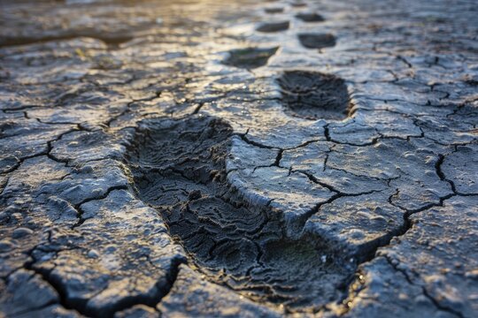 Observing the steady decrease of carbon footprints, footprints fading over time, visualizing progress, clean and straightforward in our efforts to combat climate change.