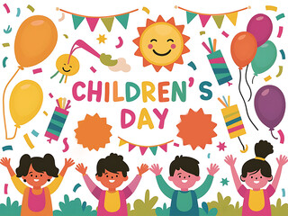 Children day concept in flat design image.
