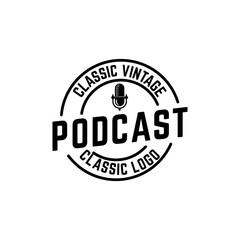 Fototapeta premium Podcast or Radio Logo design using Microphone icon