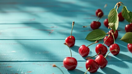 A Symphony of Cherries on a Turquoise Tabletop