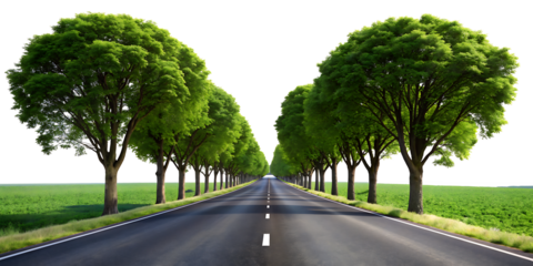 A road tree view isolated on white background ,PNG. AI GENERATED