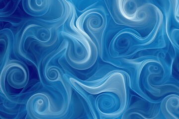 Vibrant blue abstract swirls background with elegant spiral design and modern artistic waves texture for digital art, graphic wallpaper, and creative decorative backdrop