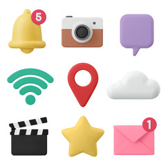 Digital marketing png stickers, 3D colorful design set on transparent background