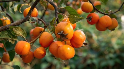 Ripe persimmon fruit grown naturally