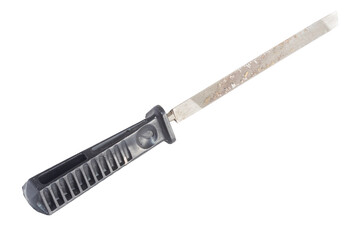 An old needle file isolated on a transparent background. A file tool.