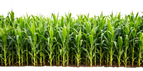 A cornfield isolated on white background, PNG. AI GENERATED