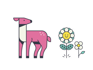 Deer and flowers